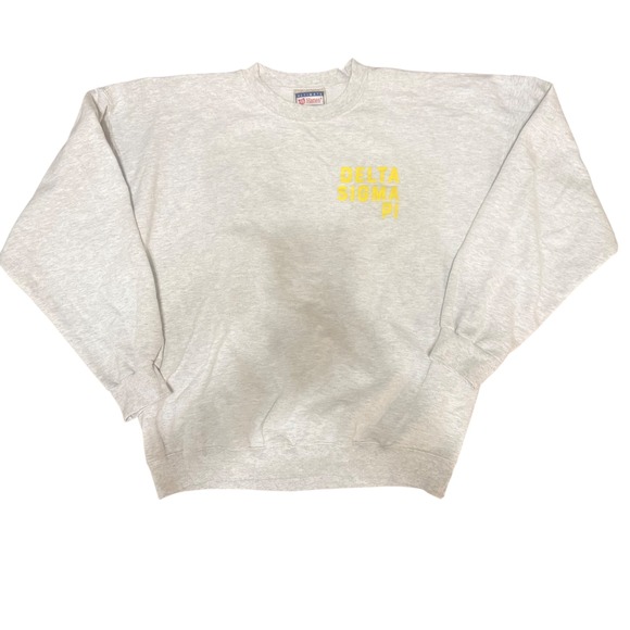 Vintage Hanes Delta Sigma Pi Sweatshirt Gray Ultimate Cotton Greek Lettering L - Picture 2 of 7